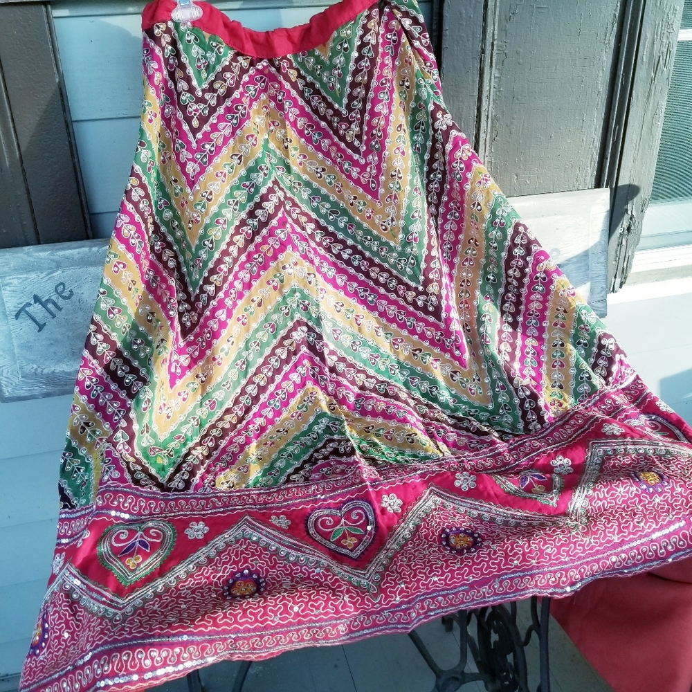 Handmade Embroidered Free Spirit Boho Hippie banjara zari people artisan skirt